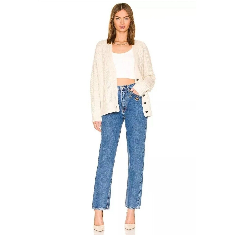 REDONE Size 27 70's Straight Jeweled Stoned Indigo Jeans Western Festival $615 - Picture 2 of 16
